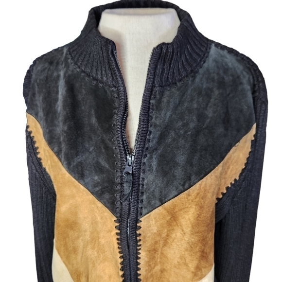 Designer Original Studio Leather Front Sweater - Picture 2 of 5